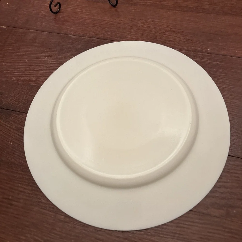 Arcopal France Village Dinner Plate Red Blue House Folk Art Tempered Glass10.75